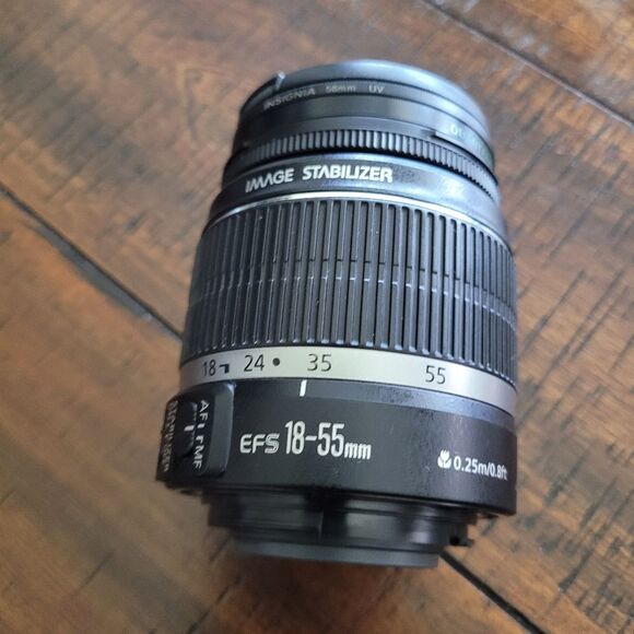 Canon EF-S 18-55mm f: 3.5-5.6 Black Telephoto Camera Zoom Lens - Picture 3 of 9
